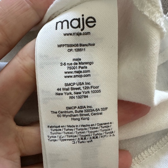 Maje Tiacou Tweed Sleeve Tee White and Black Top Size 3 Large - Picture 8 of 11
